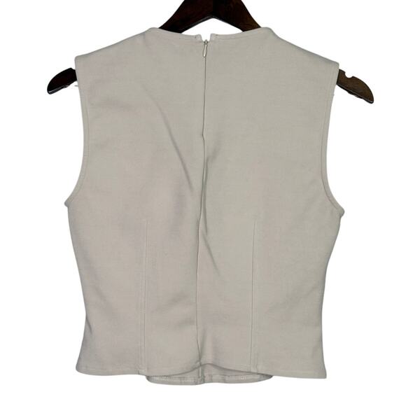 Zara Sleeveless Detailed Lining Fitted Classy Blouse Top Back Zip Up L Beige - Picture 14 of 14